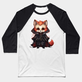 Cartoon Red Fox in Dracula Costume Baseball T-Shirt